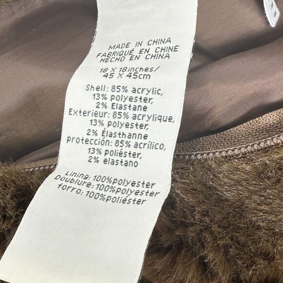 Pottery Barn Faux Fur Accent Pillow Cover 18"x18" Chocolate Brown Rustic Cabin - Picture 5 of 6